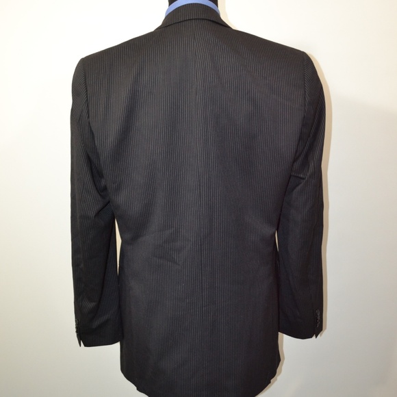 Merona 42L Sport Coat Blazer Suit Jacket Black Pin - Picture 5 of 8